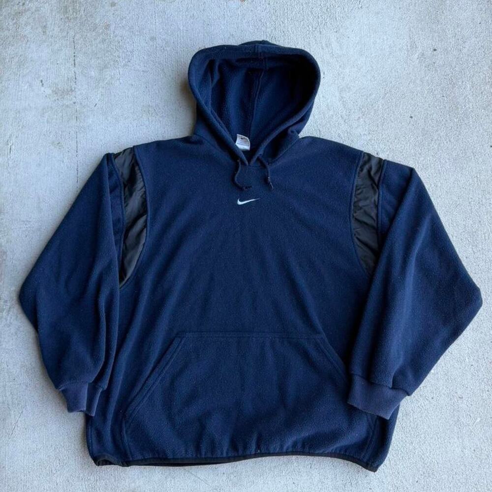 Vintage 90s blue nike fleece pullover hoodie large
